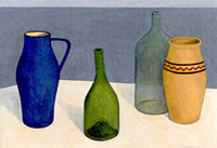 Stilleben mit vasen und flaschen