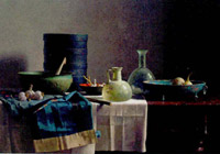 Roman glassware and chinese skirt on spanish table